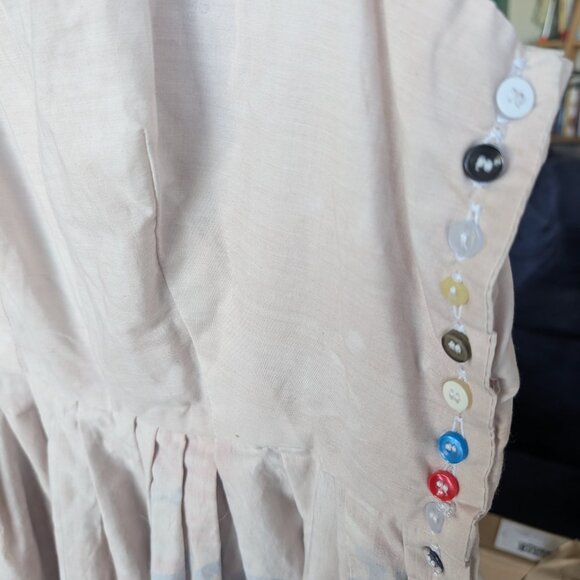 Handmade Liz Alig Lucy Recycled Flour Sack Dress in Mauve Beige Pink - Picture 3 of 4